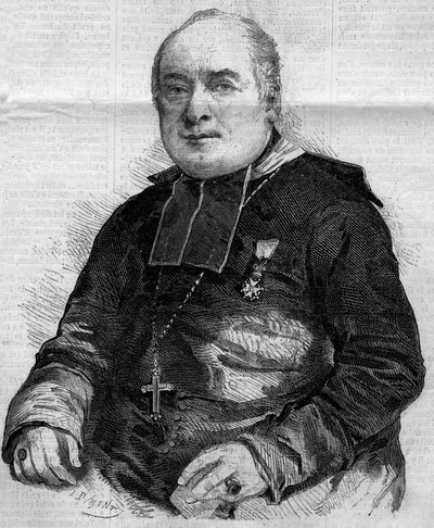 صورة لبيير لويس كور (1805-1860) ، أسقف تروا. نقش في "" Le Monde Illustré "" رقم 184 بتاريخ 20 أكتوبر 1860. بواسطة المدرسة الفرنسية