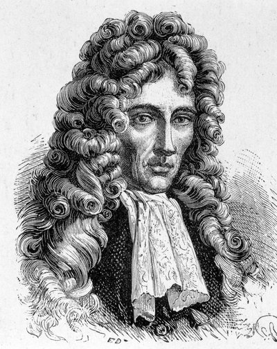 صورة لروبرت بويل (1627 - 1691) ، الفيزيائي والكيميائي الأيرلندي - في ألبوم العلوم ؛ علماء لامعون الاكتشافات العظيمة "" "1896. بواسطة المدرسة الفرنسية
