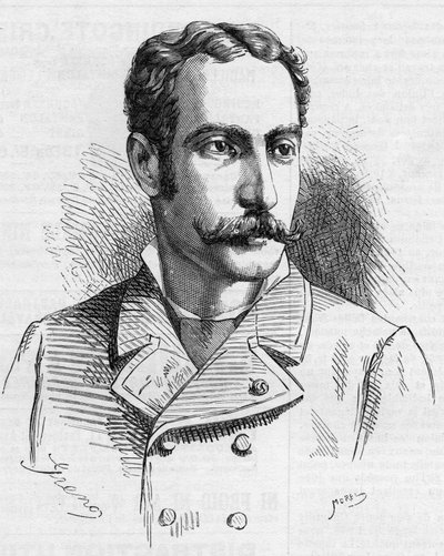 صورة للمستكشف البرتغالي روبرت إيفينز (1850-1898) ، في "" العالم المصور " بواسطة المدرسة الفرنسية