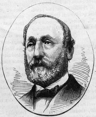 صورة شخصية لثيودور بالو (1817-1885) ، مهندس معماري فرنسي. نقش في "" Le Monde Illustré "" رقم 890 بتاريخ 2 مايو 1874. بواسطة المدرسة الفرنسية