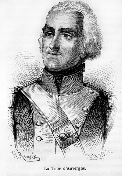 صورة لثيوفيل مالو كوريت دي لا تور دي أوفيرني (1743 - 1800): أطلق عليها بونابرت لقب أول رجل غرينادي للجمهورية - في فيلم "L'Histoire de France" بقلم هنري مارتن بواسطة المدرسة الفرنسية