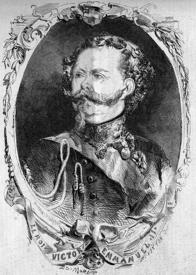 صورة لفيكتور عمانويل الثاني (فيتوريو إيمانويل) (فيكتور إيمانويل) (1820-1878) ، ملك سردينيا وملك إيطاليا في المستقبل. نقش في "" Le Monde Illustré "" رقم 95 بتاريخ 5 فبراير 1859. بواسطة المدرسة الفرنسية