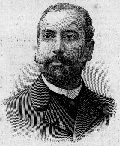 صورة لفيكتور تيوفيل ليوتارد (1858-1916) ، الصيدلي الفرنسي والمستكشف الاستعماري. نقش في "" Journal des Voyages "" بتاريخ 29 يناير بواسطة المدرسة الفرنسية