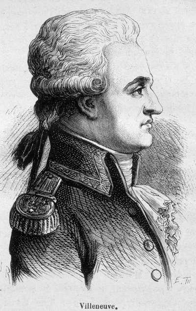 صورة فيلنوف ، الأدميرال الفرنسي (1763 - 1806) ، بدأ معركة ترافالغار ، التي كانت كارثة ، ثم انتحر - في فيلم "L'Histoire de France" بقلم هنري مارتن بواسطة المدرسة الفرنسية
