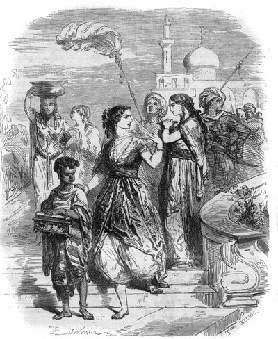 صورة للإمبراطورة البيزنطية زوي لا بورفيروجينيتي (978-1050) نقش في "Histoire des Papes-King-Queen-and-Empereurs à travers les years" بقلم موريس لاكاتر بواسطة المدرسة الفرنسية