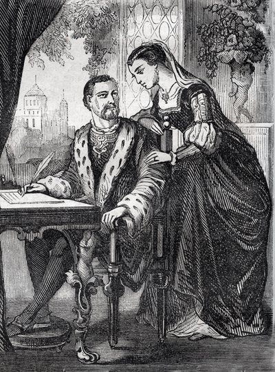 صورة لملك فرنسا هنري الثاني (1519-1559) وديان دي بواتييه (1499-1566) "(صورة لملك فرنسا هنري الثاني وديان من بواتييه) - نقش - بواسطة المدرسة الفرنسية