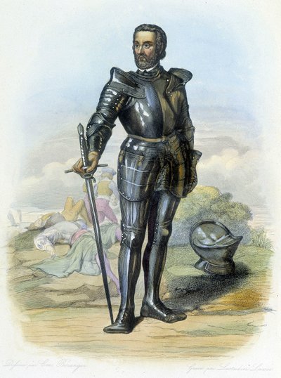Portrait of the Knight Bayard (1475-1524) - in “Le Plutarch francais"”, ed. Mennechet بواسطة المدرسة الفرنسية