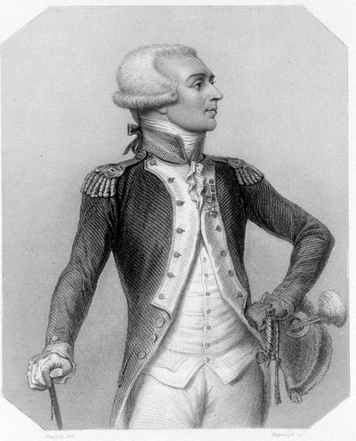 صورة للماركيز دو لا فاييت ، الجنرال والسياسي الفرنسي (1757-1834). في "تاريخ الجيروندين" بقلم لامارتين بواسطة المدرسة الفرنسية