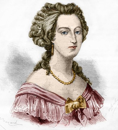 صورة لماركيز بوفلر ماري فرانسواز كاثرين دي بوفاو كرون (1711-1787). نقش في "تاريخ الدعارة والفجور بين جميع شعوب العالم من العصور القديمة وحتى يومنا هذا" للدكتور ث. -F. ديبريه. 1879. بواسطة المدرسة الفرنسية