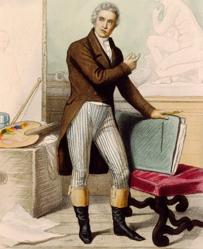 Portrait of the painter Jacques-Louis David بواسطة المدرسة الفرنسية