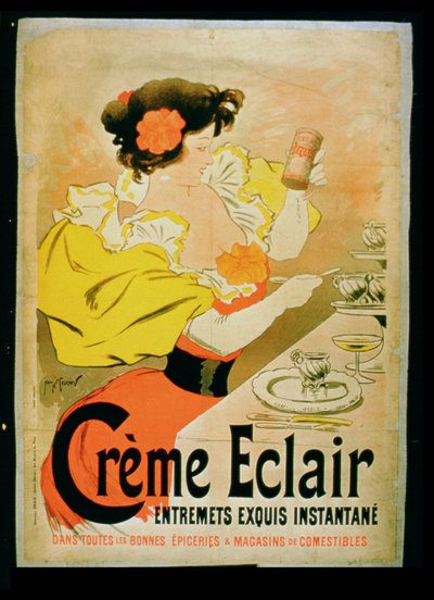 الإعلان عن الملصقات Creme Eclair Instant Dessert بواسطة المدرسة الفرنسية