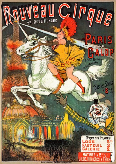Poster for an equestrian magazine at the “" Nouveau Cirque "” on rue saint Honore in Paris بواسطة المدرسة الفرنسية