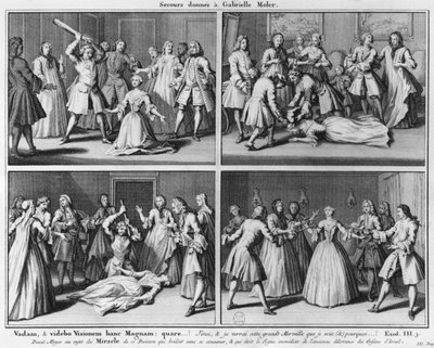ممارسة المساعدة لغابرييل مولر ، التوضيح من La verite des miracles de M. de Paris ... بقلم لويس باسيلي كاريه دي مونتجيرون (1686-1754) 1747 ، كولونيا بواسطة المدرسة الفرنسية