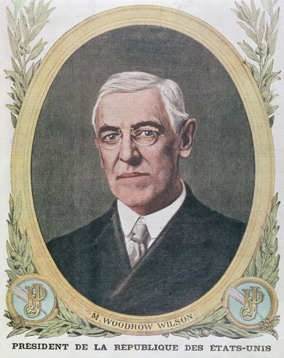 الرئيس وودرو ويلسون (1856-1924) ، توضيح من لو بيتيت جورنال 1917 بواسطة المدرسة الفرنسية