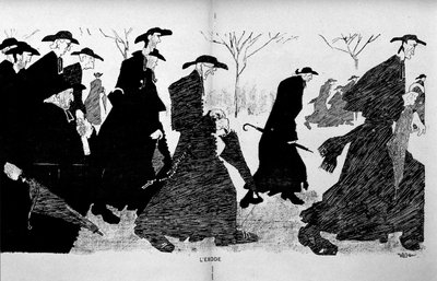 الكهنة في الصفوف يهربون (فصل الكنيسة عن الدولة) - في "الشاهد" بتاريخ 29/12/1906. بواسطة المدرسة الفرنسية