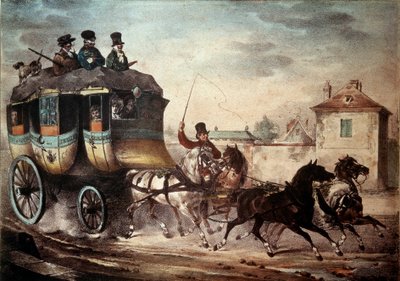 النقل العام: الحرص على الخط الفاصل بين باريس ومو. رسم توضيحي للشرير عام 1824. كومبين ، متحف شاتو بواسطة المدرسة الفرنسية