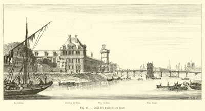 Quai des Tuileries عام 1650 بواسطة المدرسة الفرنسية