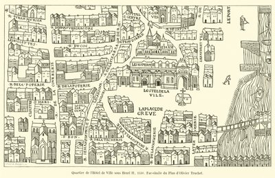 Quartier de lHotel de Ville sous Henri II، 1550، Facsimile du Plan by Olivier Truchet بواسطة المدرسة الفرنسية