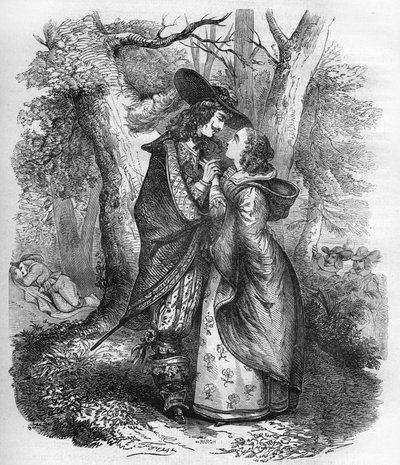 الملكة صوفي دوروثي ملكة زيل (1666-1726) ، زوجة جورج الأول ملك إنجلترا والصغير فيليب كريستوف من كوينجسمارك ، في لحظة من الحميمية. نقش في "تاريخ الدعارة والفجور بين جميع شعوب العالم من العصور القديمة إلى بواسطة المدرسة الفرنسية
