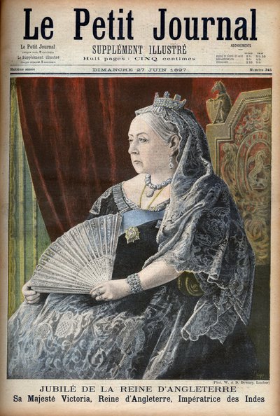الملكة فيكتوريا ملكة إنجلترا ، في يوبيلها - الغلاف الأمامي لـ "Le Petit Journal" ، ٢٧ يونيو ١٨٩٧ (نقش) بواسطة المدرسة الفرنسية