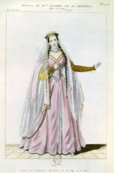 راشيل في دور Chimene في "Le Cid" بواسطة Pierre Corneille (1606-84) طبعها Hautecoeur-Martinet بواسطة المدرسة الفرنسية