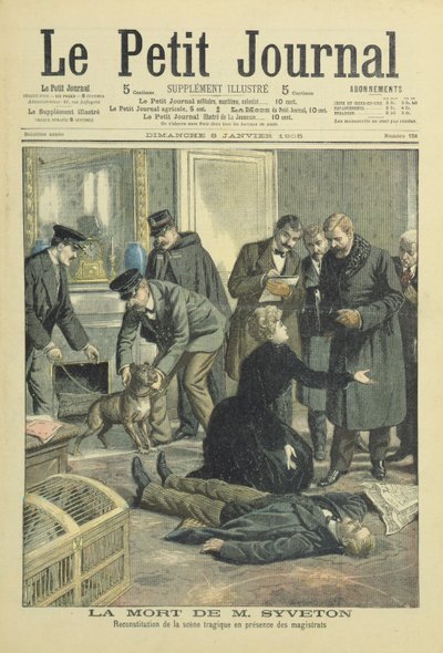 إعادة بناء وفاة غابرييل سيفيتون ، صورة توضيحية من لو بيتيت جورنال ، 8 يناير. 1905 بواسطة المدرسة الفرنسية