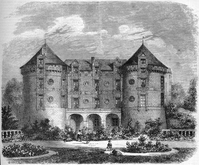 عمارة عصر النهضة - قصر اللوار: منظر لواجهة شاتو دو لود عام 1857. لو لود ، سارث (72). نقش في "" Le Monde Illustré "" رقم 28 في 24 أكتوبر بواسطة المدرسة الفرنسية