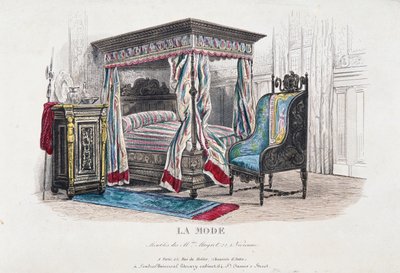 تم تنقيح التصميم الداخلي لعصر النهضة وتفسيره في ذوق عصر نابليون الثالث ، ونقش من مجلة La Mode (Fashion) ، فرنسا بواسطة المدرسة الفرنسية