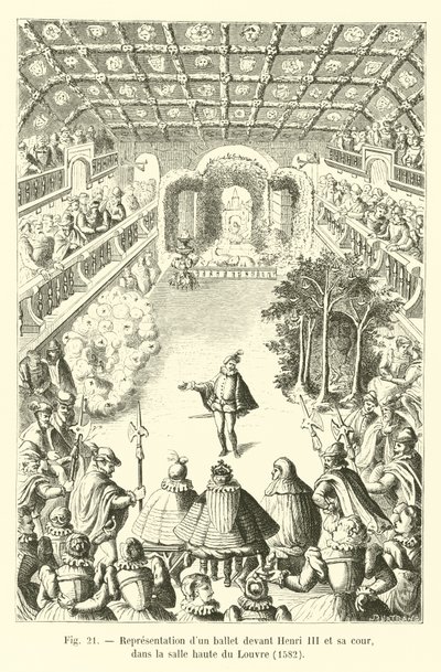 تمثيل باليه أمام هنري الثالث وملعبه ، في الغرفة العليا من متحف اللوفر ، 1582 بواسطة المدرسة الفرنسية