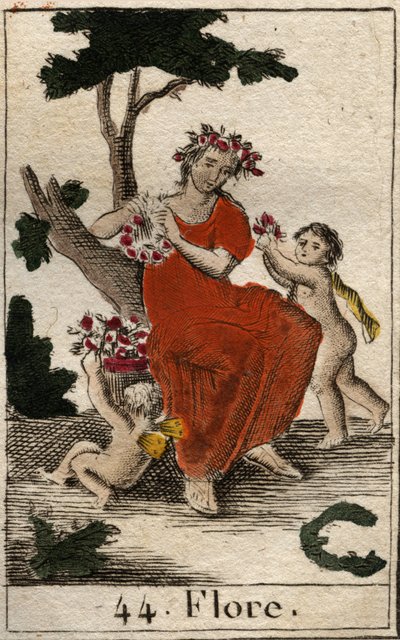 تمثيل فلورا (فلورا) إلهة الزهور. (فلورا ، إلهة الزهور وموسم الربيع) من "Mythologie de la jeunesse" لبيير بلانشارد 1803. بواسطة المدرسة الفرنسية