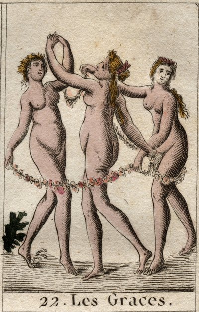 تمثيل النعم الثلاثة: Aglae و Thalie و Euphrosyne ، ابنة Venus و Bacchus (أو Charites) بنات Venus و Bacchus. من "Mythology of Youth" بقلم بيير بلانشارد 1803. بواسطة المدرسة الفرنسية