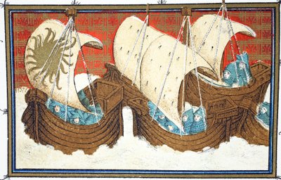 ريتشارد الثاني وأسطوله ينزلان ميلفورد هافن ، نسخة بالفاكس من Le Prinse et Mort du Roy Richart بواسطة جان كريتون ، أعيد طبعها في القرن التاسع عشر بواسطة المدرسة الفرنسية