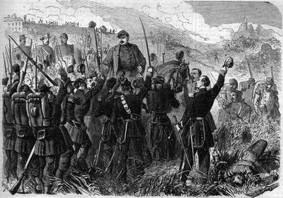 Risorgimento - معركة مونتيبيلو ديلا باتاغليا (إيطاليا) ، 21 مايو 1859: انتصر جنوده الجنرال الفرنسي إيلي فريدريك فوري (1804-1872) ، قائد الجيش الإيطالي ، بعد انتصاره على الجيش النمساوي. نقش في "" لوموند إلو بواسطة المدرسة الفرنسية