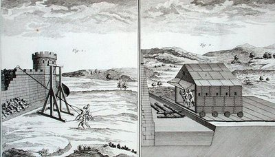 ماكينات الحصار الرومانية ، من 'Encyclopedie des Sciences et Metiers' بقلم دينيس ديدرو (1713-1784) ، نُشرت عام 1770 (نقش) بواسطة المدرسة الفرنسية