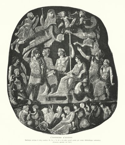 حجاب العقيق الروماني يصور تأليه الإمبراطور أوغسطس (نقش) بواسطة المدرسة الفرنسية