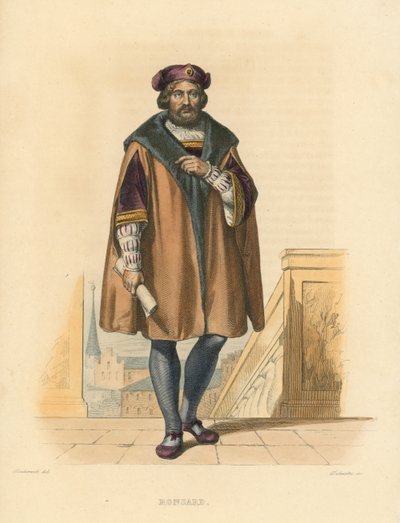 Ronsard (coloured engraving) بواسطة المدرسة الفرنسية