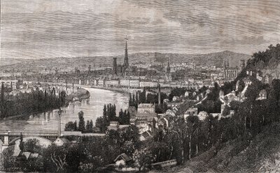 روان - Seine-Maritime - نقش في "La France illustree: الجغرافيا والتاريخ والإدارة الإحصائية" بقلم VA Malt-Brown. 1884 بواسطة المدرسة الفرنسية