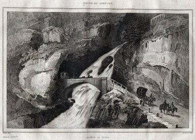 Route du Simplon - نقش من "" إيطاليا الخلابة "بقلم M. de Norvins، Ch. نودير 1834-1836. بواسطة المدرسة الفرنسية