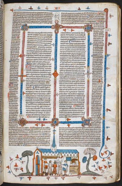 Royal MS 10 E IV f.211r ، مشهد من الصفحة الأساسية للمتصلين في كتلة ، حوالي 1300-40 (قلم وحبر وتمبرا على ورق) بواسطة المدرسة الفرنسية