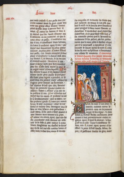 Royal Ms 16 g VI f.347v تتويج الملك ريتشارد الأول ، رسم توضيحي من "Les Grandes chroniques de France" بواسطة المدرسة الفرنسية