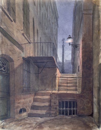 Rue de la Vieille Lanterne ، حيث علق جيرارد دي نيرفال (1808-55) نفسه ، 25 يناير 1855 (مرحاض على ورق) بواسطة المدرسة الفرنسية