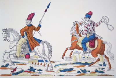 القوزاق الروس في وقت غزو نابليون عام 1812 (لون ليثو) بواسطة المدرسة الفرنسية