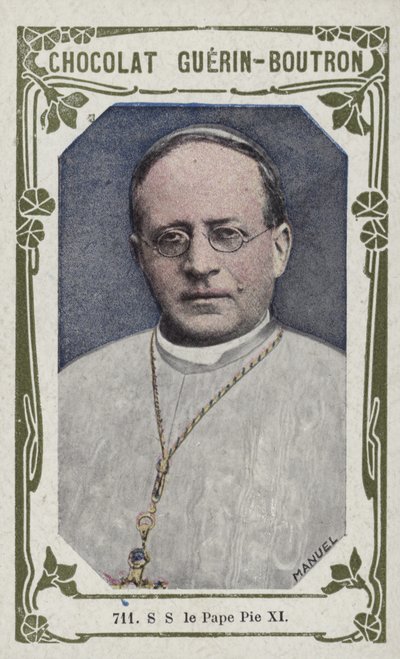 SS le Pape PI XI (صورة ملونة) بواسطة المدرسة الفرنسية