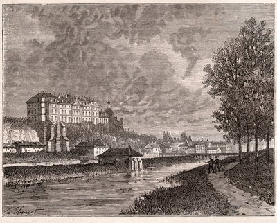 Sable-sur-Sarthe (Sable sur Sarthe) - نقش في "La France illustree: الجغرافيا والتاريخ والإدارة الإحصائية" بقلم V.A. الشعير براون. 1884 بواسطة المدرسة الفرنسية