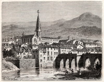 Saint-Antonin-Noble-Val (Saint Antonin Noble Val) - لانغدوك روسيون ميدي بيرينيه - نقش في "شعار فرنسا: الجغرافيا والتاريخ والإدارة الإحصائية" بقلم V.A. الشعير براون. 1884 بواسطة المدرسة الفرنسية