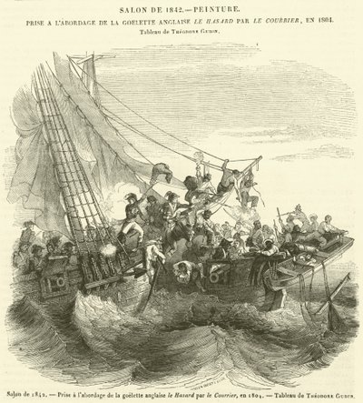 صالون 1842 ، مأخوذ على متن المركب الإنجليزي Le Hasard بواسطة Courier ، في عام 1804 (نقش) بواسطة المدرسة الفرنسية