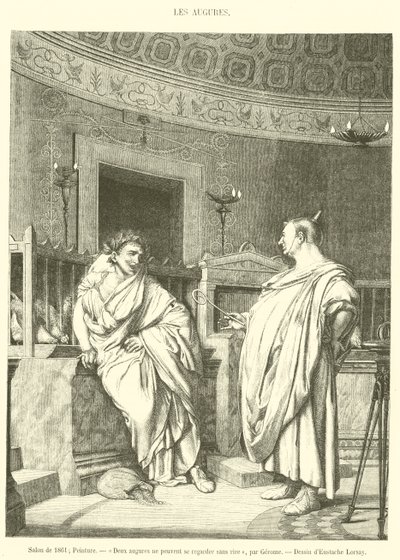 Salon de 1861, Peinture, Deux augures ne peuvent se regarder sans rire (engraving) بواسطة المدرسة الفرنسية