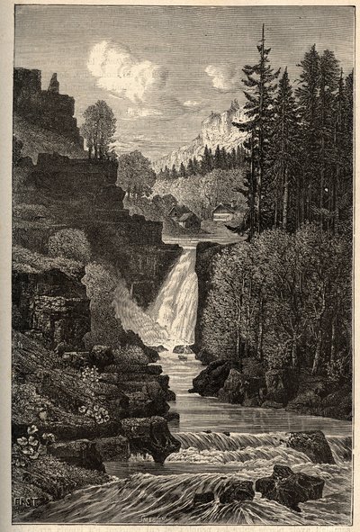 Saut du Doubs (شلال الشلال) Franche-Comte - نقش في "" PATRIE "- الوصف PECTURESSE DE LA FRANCE في 6 مجلدات بواسطة لوسين هوارد - نهاية القرن التاسع عشر بواسطة المدرسة الفرنسية