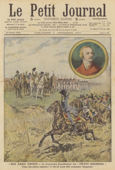 مشهد من "King Without a Throne" المسلسل الجديد في Le Petit Journal (color litho) بواسطة المدرسة الفرنسية
