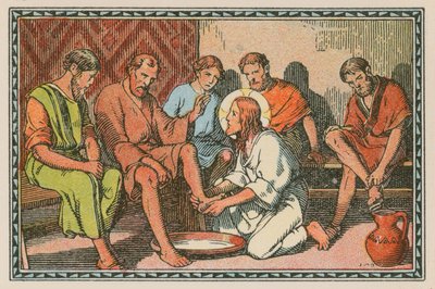 Scene from the life of Jesus (coloured engraving) بواسطة المدرسة الفرنسية